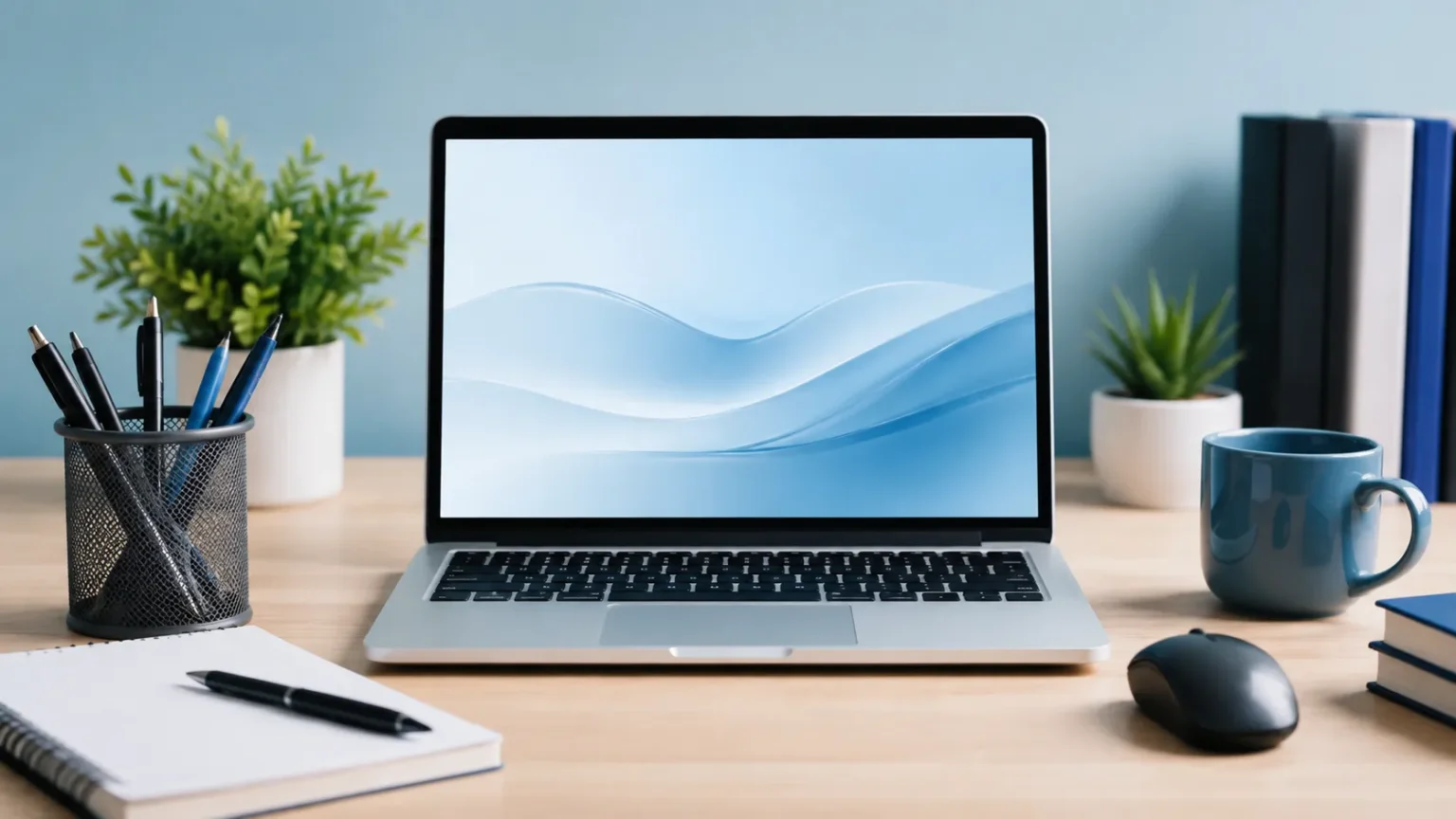 Basic Computer Course in Talagang – Beginner Computer Training Minimal Blue Home Office Workspace